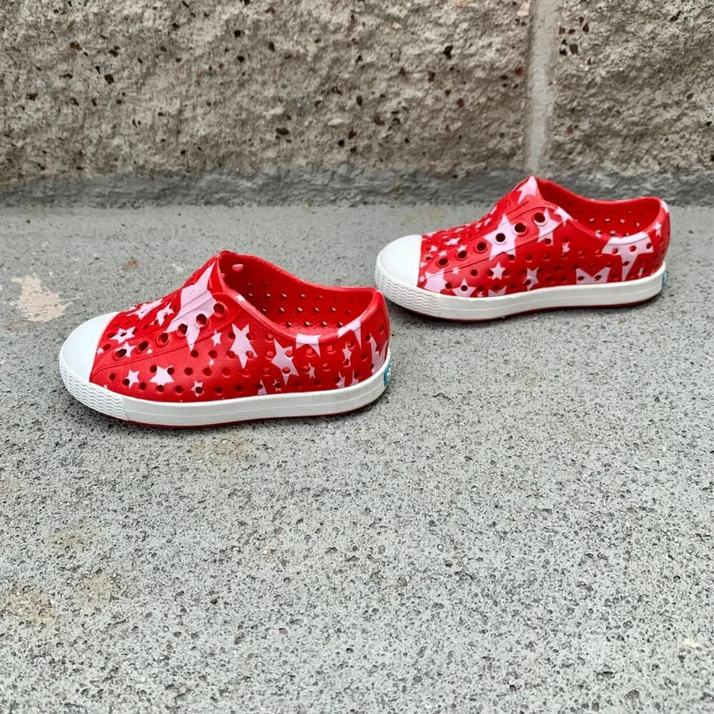 NATIVE Jefferson Stars Shoes Kids C5 5 Toddler Natives Shoe July 4th Red EUC